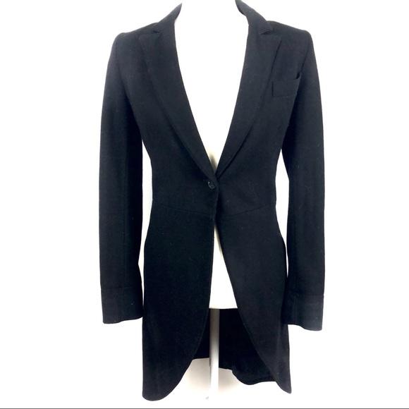All Saints Jackets & Blazers - All Saints Wool Blend Collared High Low Peacoat